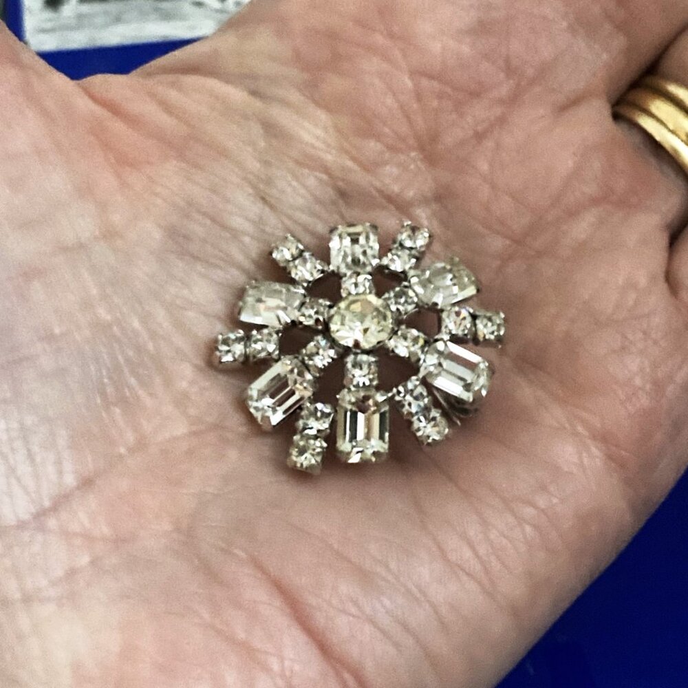 Vintage sparkling snowflake brooch signed Jay Flex Sterling (2 available)
